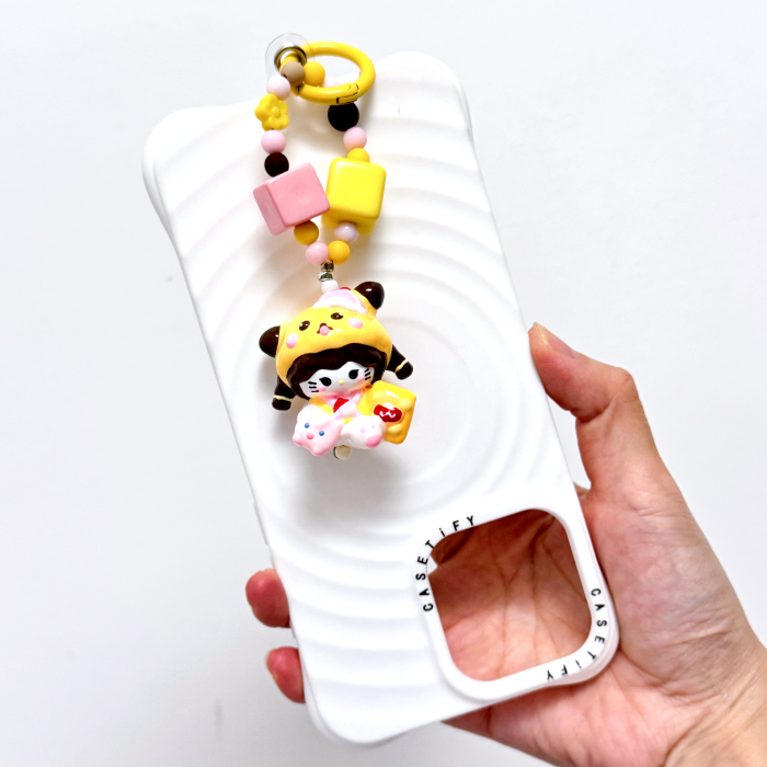 Hand Painted Doll Phone Charm- Pikachu kitty