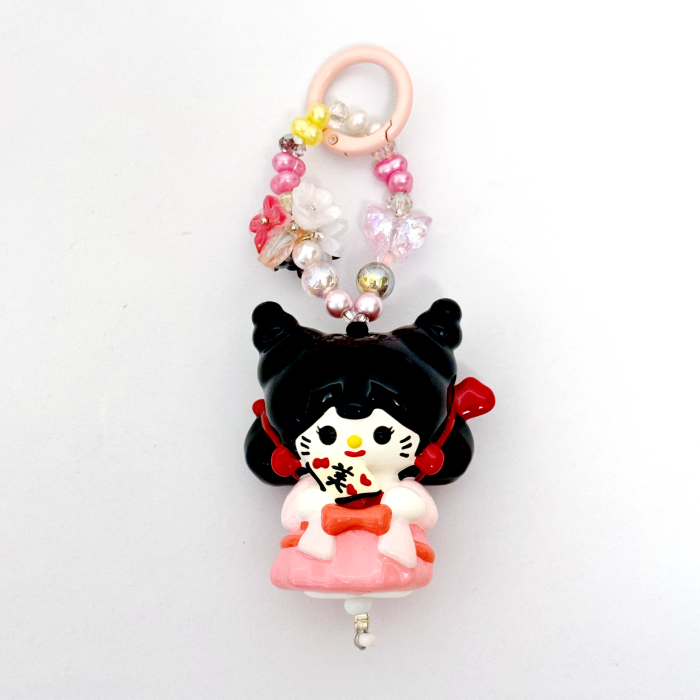 Hand Painted Doll Phone Charm-FOX KITTY