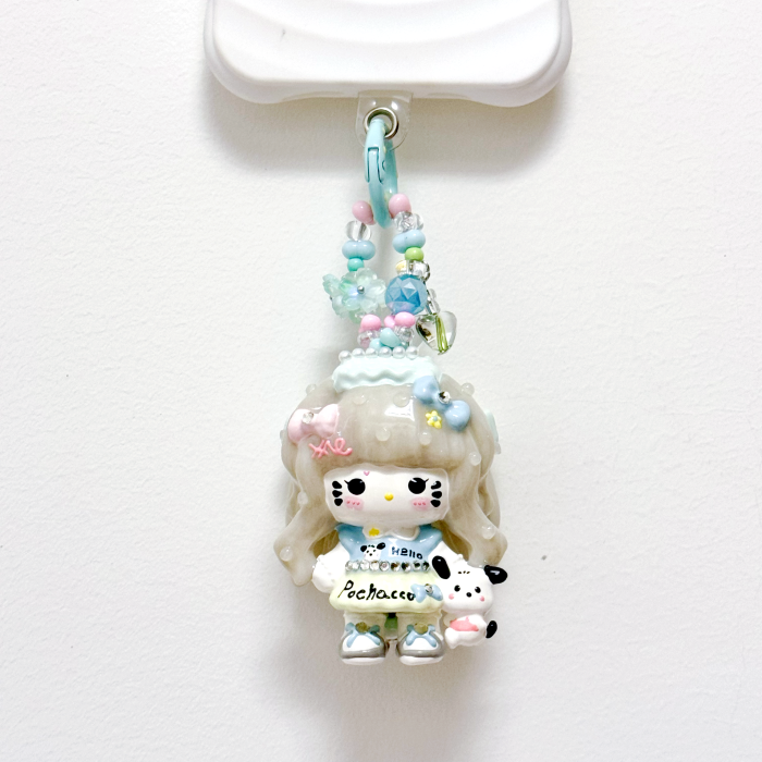 Hand Painted Doll Phone Charm-pocha  kitty