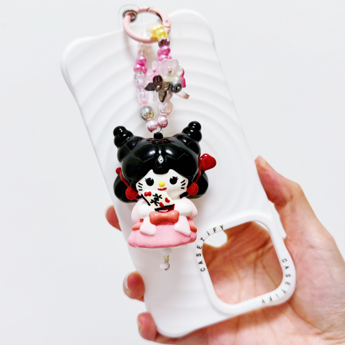 Hand Painted Doll Phone Charm-FOX KITTY
