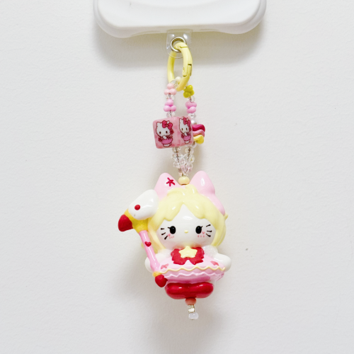 Hand Painted Doll Phone Charm-CAPTURE KITTY
