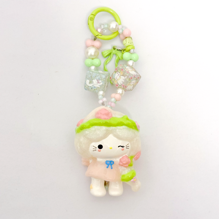 Hand Painted Doll Phone Charm-fairy kitty