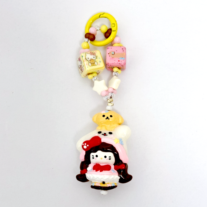 Hand Painted Doll Phone Charm-PUPPY KITTY