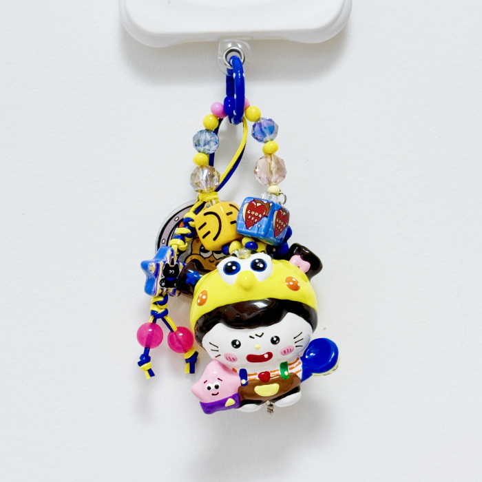 Hand Painted Doll Phone Charm-SPONGE  KITTY