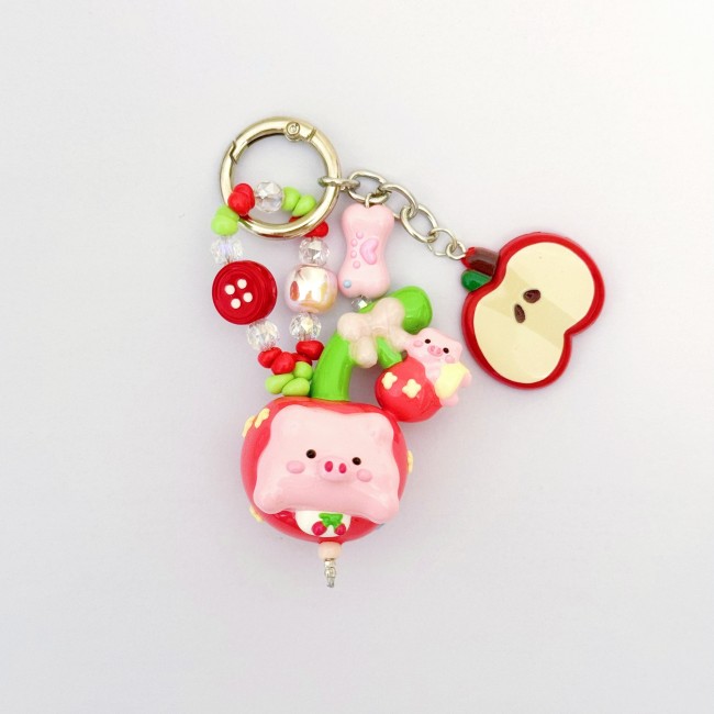 Hand Painted Doll Phone Charm- BACON APPLE