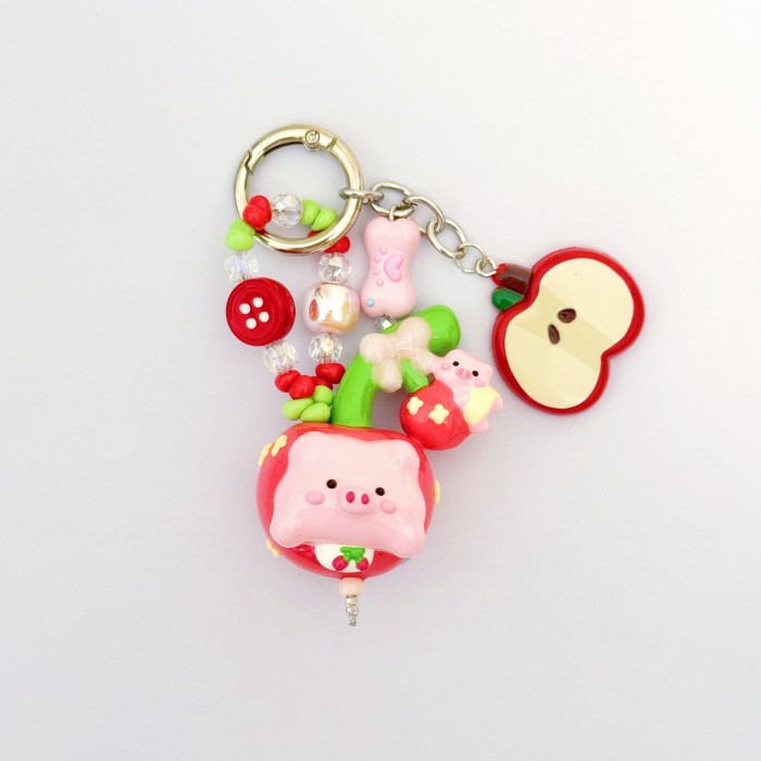 Hand Painted Doll Phone Charm- BACON APPLE