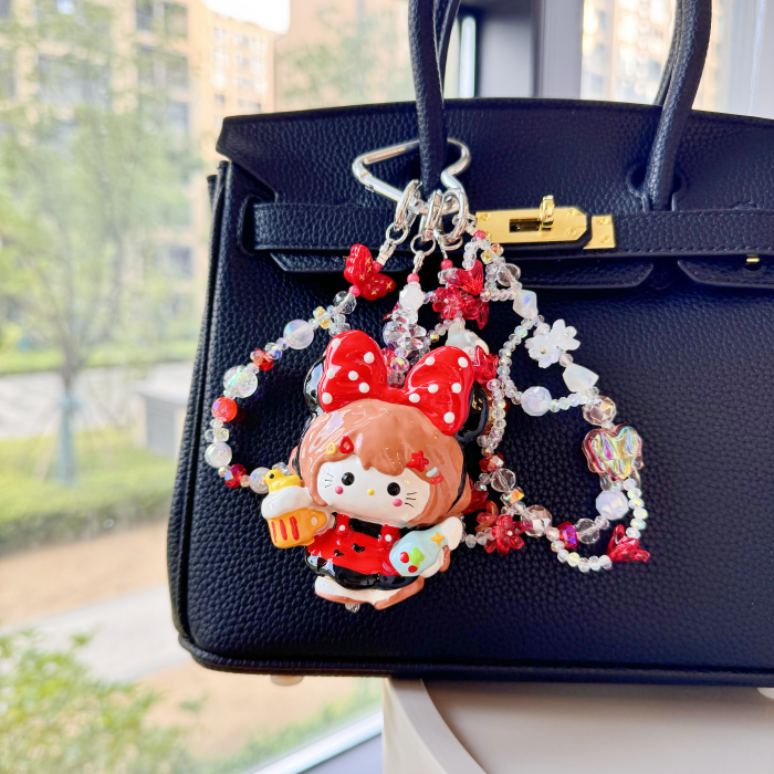 Hand Painted Doll BAG Charm-MINNIE KITTY