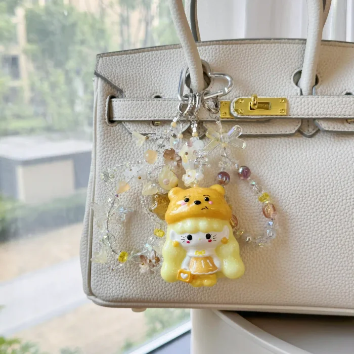 Hand Painted Doll BAG Charm-WINNIE POOH KITTY