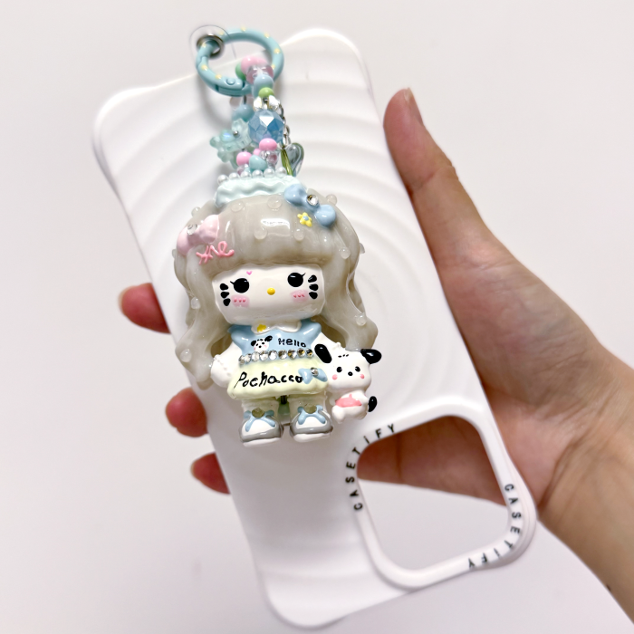 Hand Painted Doll Phone Charm-pocha  kitty