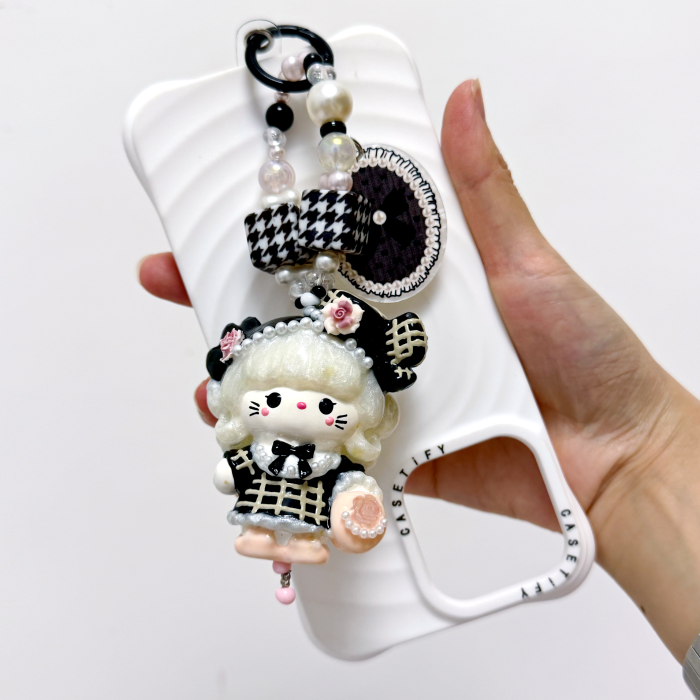 Hand Painted Doll Phone Charm=chanel style kitty