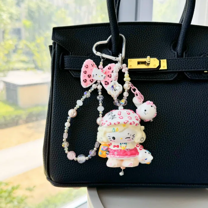 Hand Painted Doll BAG Charm-BERET KITTY