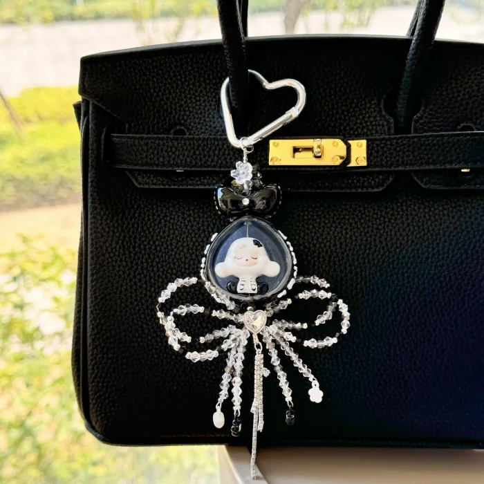 Hand Painted Doll Phone Charm- CHANEL STYLE SKULL PANDA