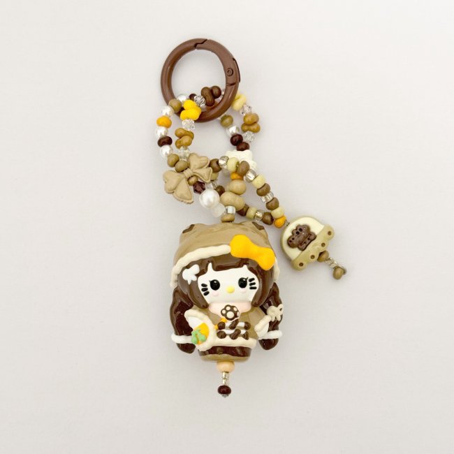 Hand Painted Doll Phone Charm-chocolate kitty