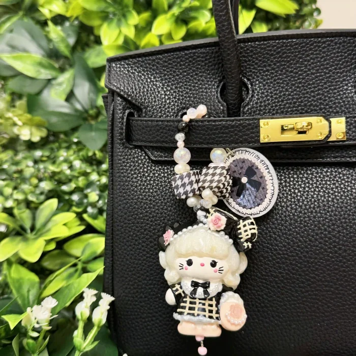 Hand Painted Doll Phone Charm=chanel style kitty