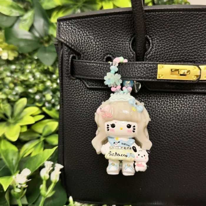 Hand Painted Doll Phone Charm-pocha  kitty