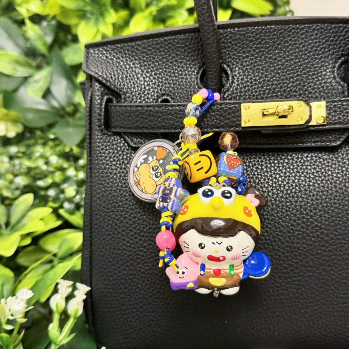 Hand Painted Doll Phone Charm-SPONGE  KITTY