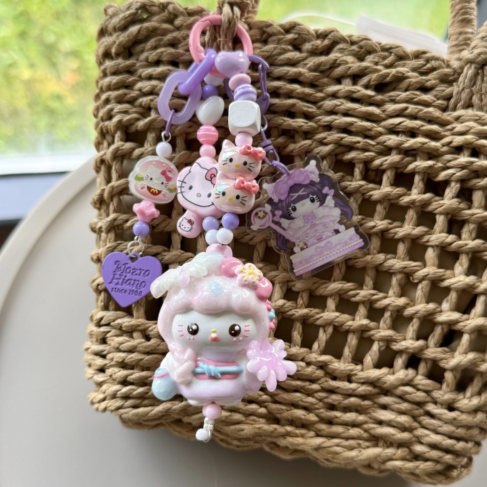 Hand Painted Doll Bag Charm Kitty