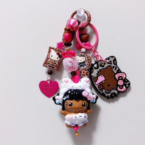 Hand Painted Doll Bag Charm Kitty