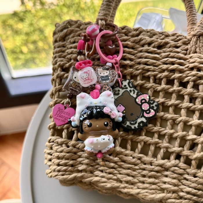Hand Painted Doll Bag Charm Kitty