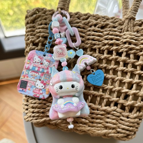 Hand Painted Doll Bag Charm Kitty