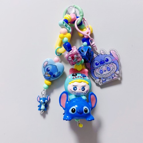 Hand Painted Doll Bag Charm Labubu & Stitch