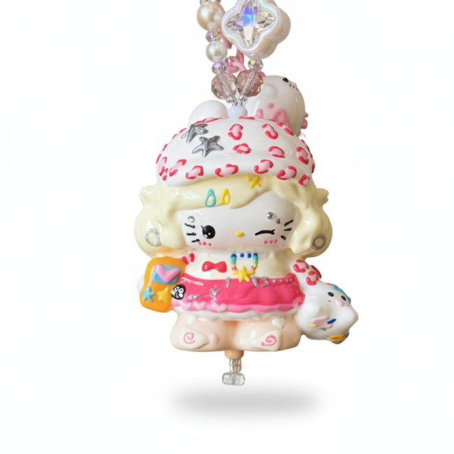 Hand Painted Doll BAG Charm-BERET KITTY