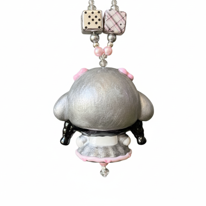 Hand Painted Doll BAG Charm-SILVER PUPPY KITTY