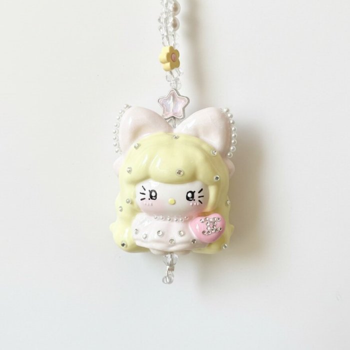 Hand Painted Doll Phone Charm-PRINCESS KITTY