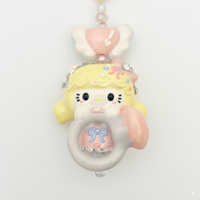 Hand Painted Doll Phone Charm-BABY KITTY