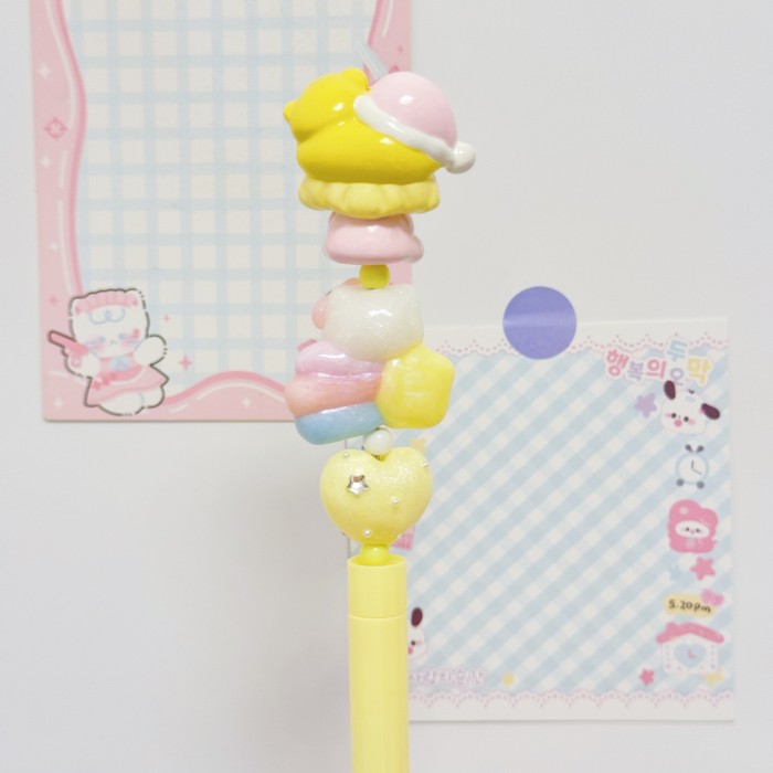 Beadable Ball Pen Yellow Kitty