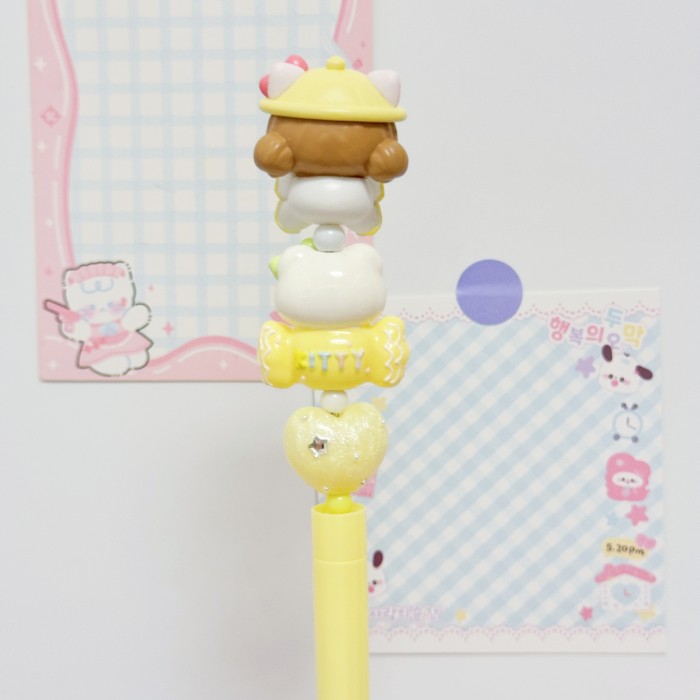 Beadable Ball Pen Yellow Kitty