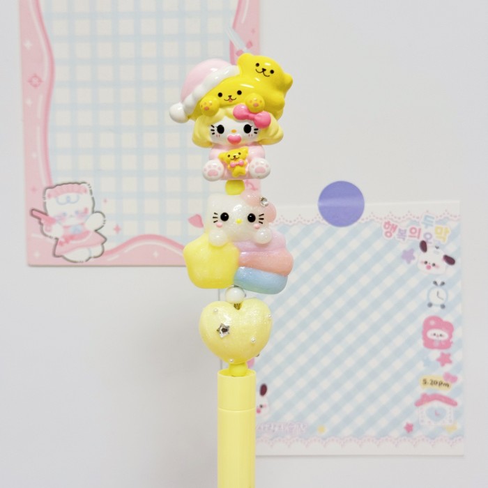 Beadable Ball Pen Yellow Kitty