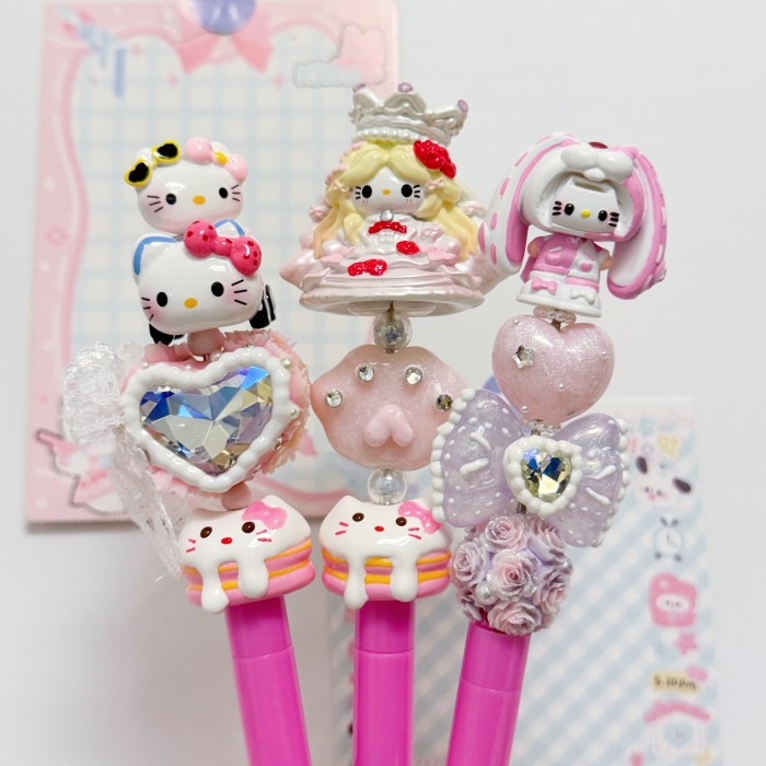 Beadable Ball Pen Barbie Pink Sanrio