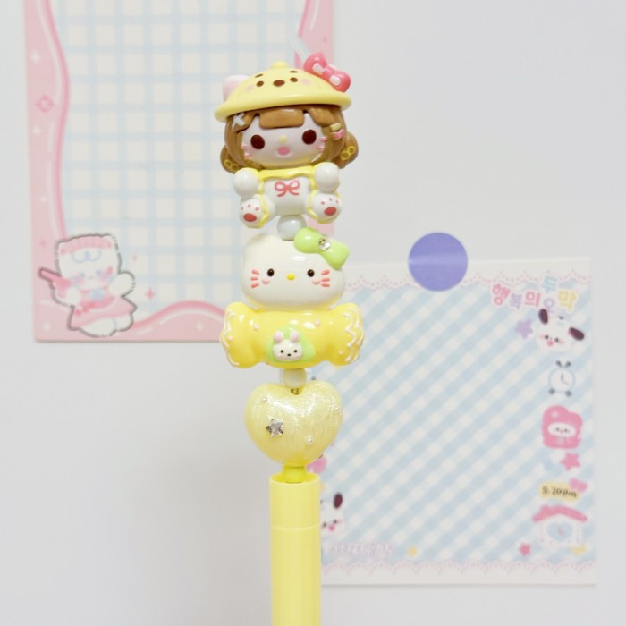 Beadable Ball Pen Yellow Kitty