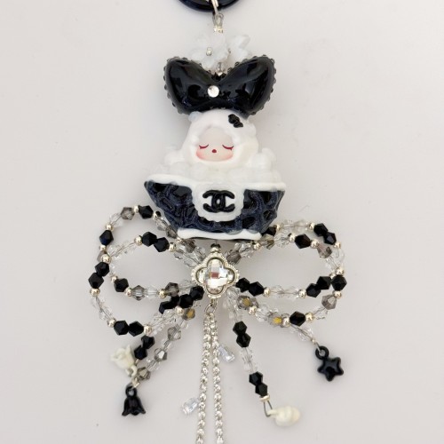Hand Painted Doll Phone Charm-CHANEL STYLE SKULL PANDA