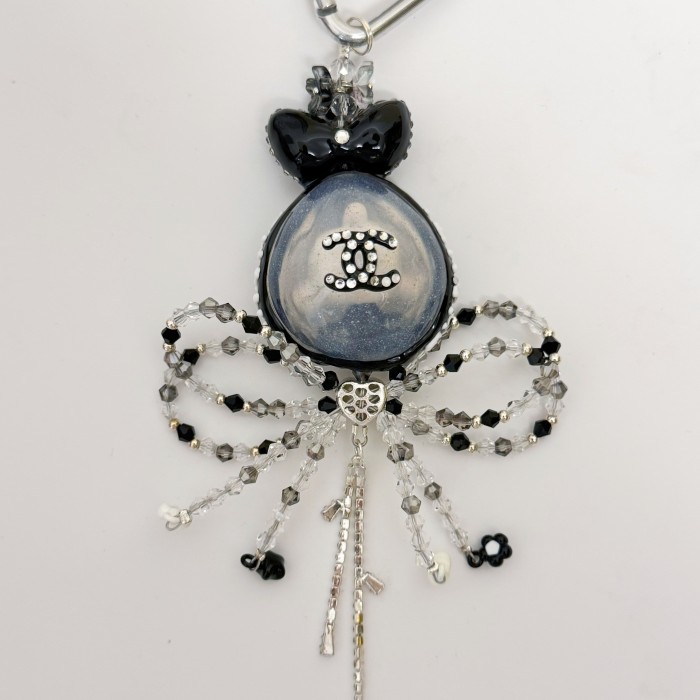 Hand Painted Doll Phone Charm- CHANEL STYLE SKULL PANDA