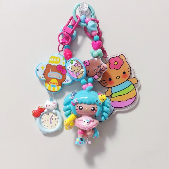 Hand Painted Doll Bag Charm Kitty