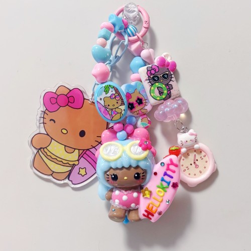 Hand Painted Doll Bag Charm Kitty