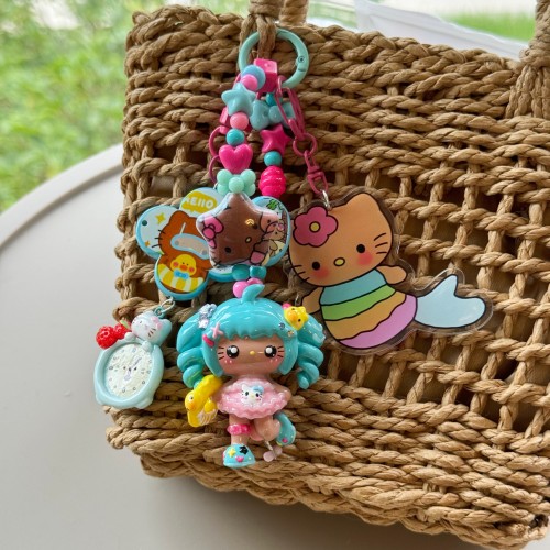 Hand Painted Doll Bag Charm Kitty