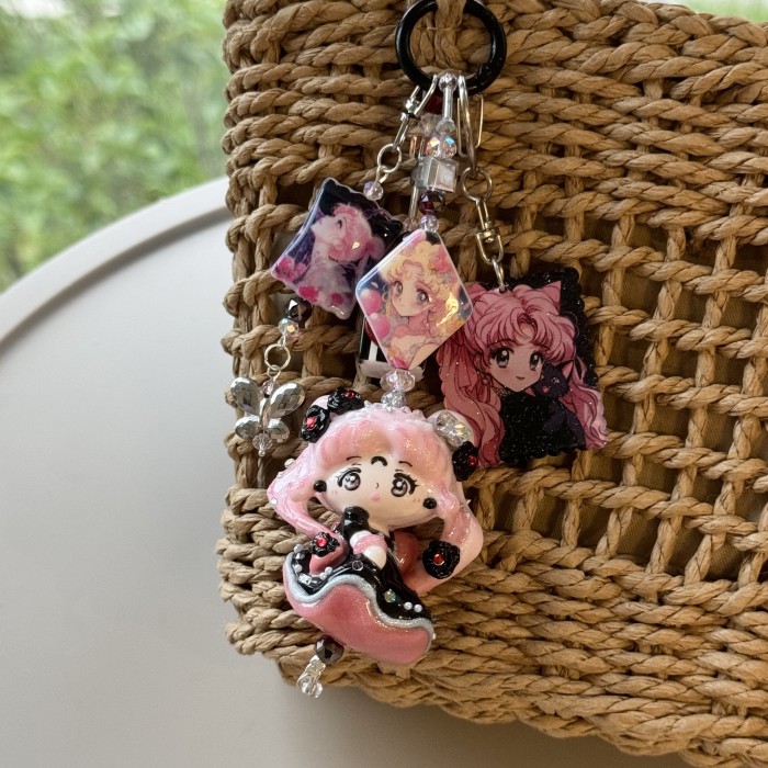 Hand Painted Doll Bag Charm Kitty