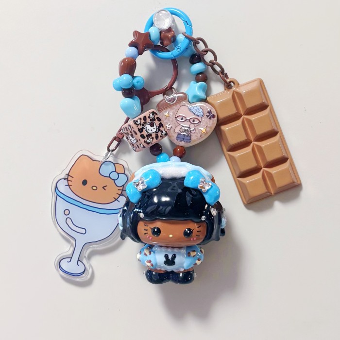 Hand Painted Doll Bag Charm Kitty