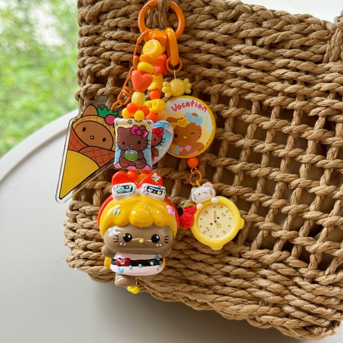 Hand Painted Doll Bag Charm Kitty