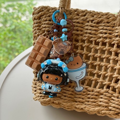 Hand Painted Doll Bag Charm Kitty