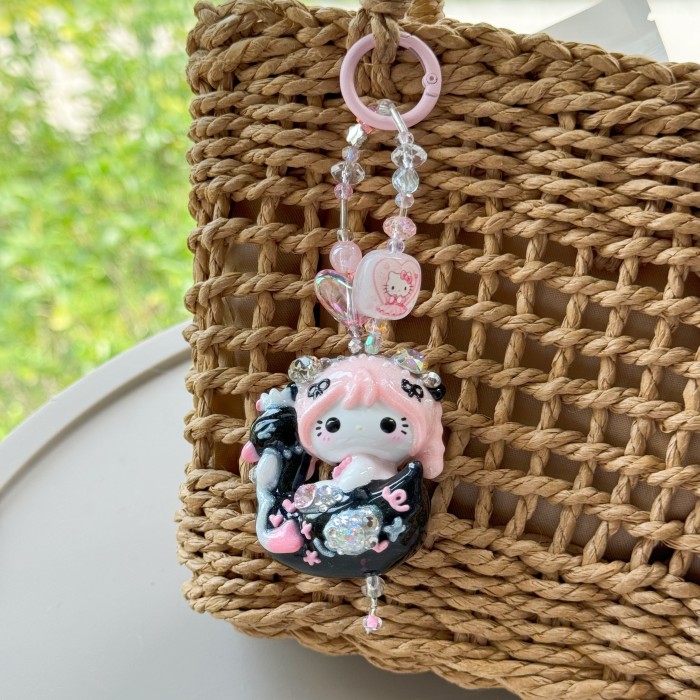 Hand Painted Doll Bag Charm Kitty