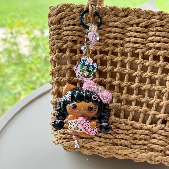 Hand Painted Doll Bag Charm Kitty