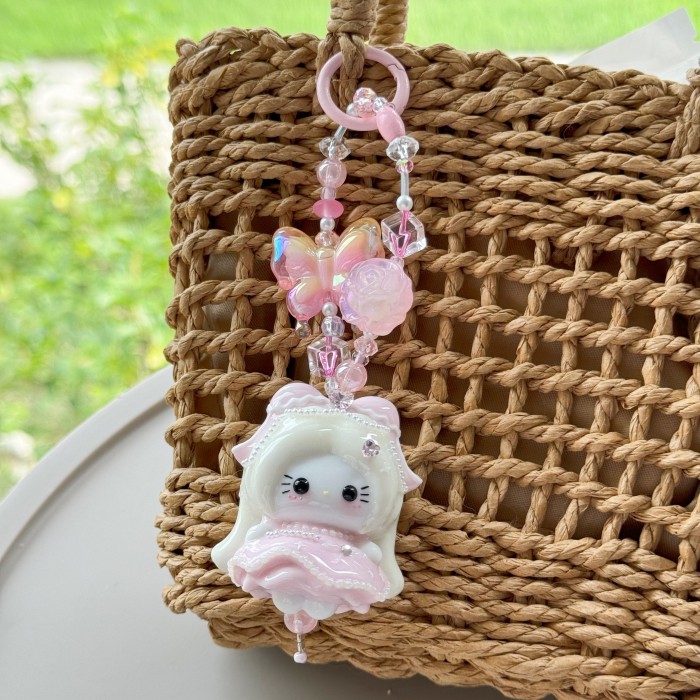 Hand Painted Doll Bag Charm Kitty