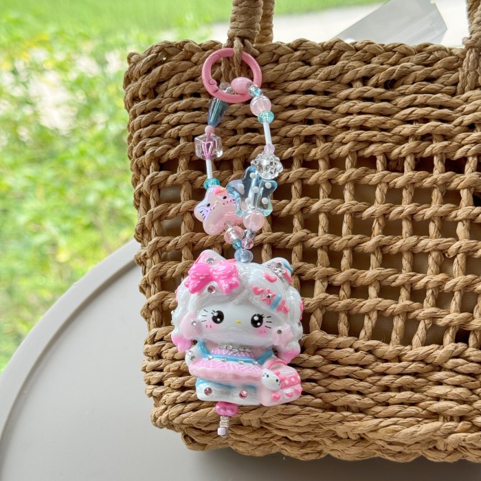 Hand Painted Doll Bag Charm Kitty