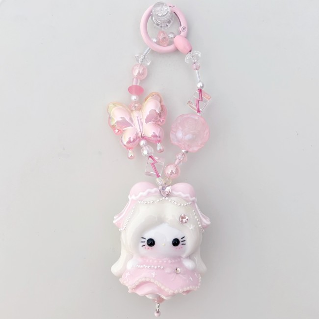 Hand Painted Doll Bag Charm Kitty