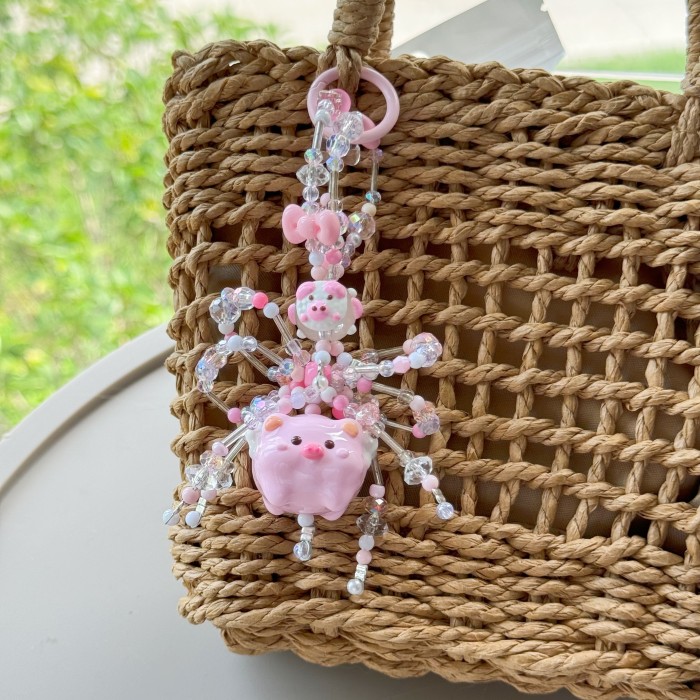 Hand Painted Doll Bag Charm Bacon Pig