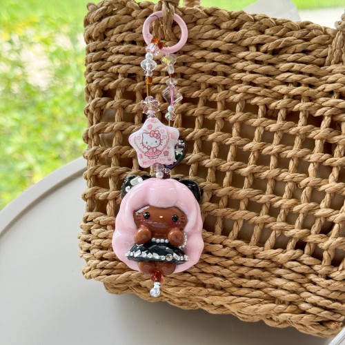 Hand Painted Doll Bag Charm Kitty